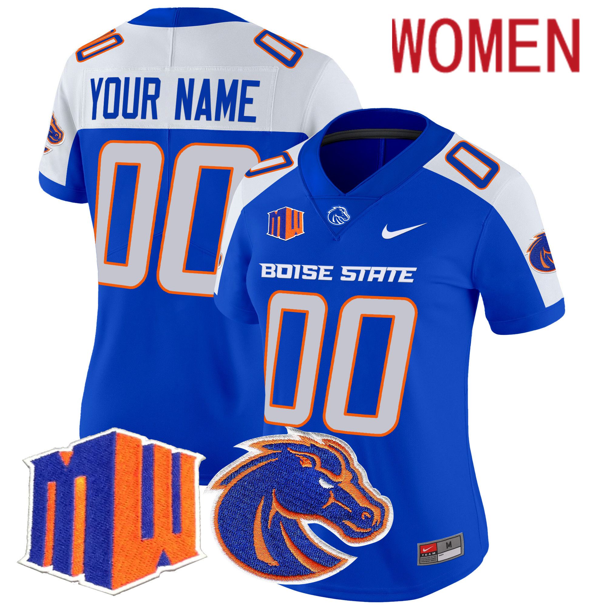 Women Boise State Broncos Blue Nike 2024 Vapor Limited Custom NCAA Jersey style 1